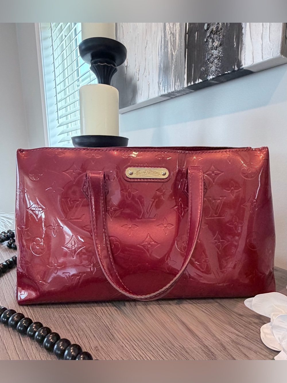 Louis Vuitton Red Vernis Patent Monogram Tote